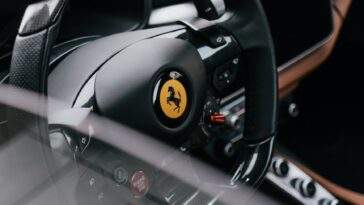 steering wheel of a ferrari car