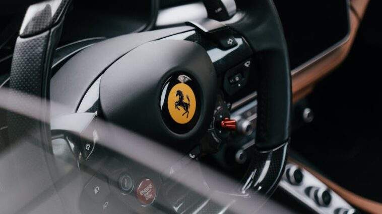steering wheel of a ferrari car
