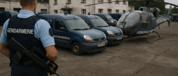 Véhicules de la gendarmerie nationale sur le terrain, illustrant le manque de moyens face aux menaces.