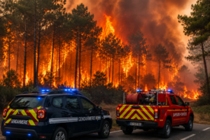 Gironde et Landes : 510 gendarmes mobilisés face à des incendies hors de contrôle Incendies en Gironde et dans les Landes avec 510 gendarmes mobilisés