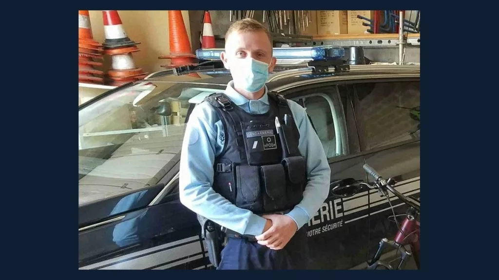 Portrait d’archive du gendarme Gaëtan Binet, en uniforme, à Port-Jérôme-sur-Seine en décembre 2020.