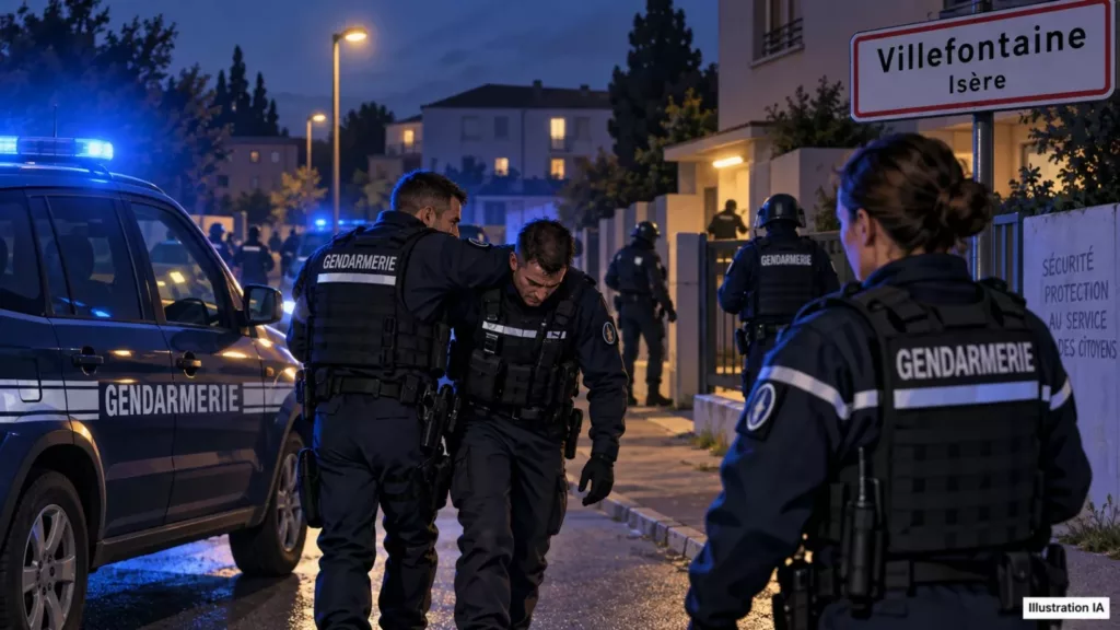 Villefontaine : cinq gendarmes blessés près d’un lycée, cinq personnes interpellées Illustration IA de gendarmes intervenant à Villefontaine après des violences près d’un lycée