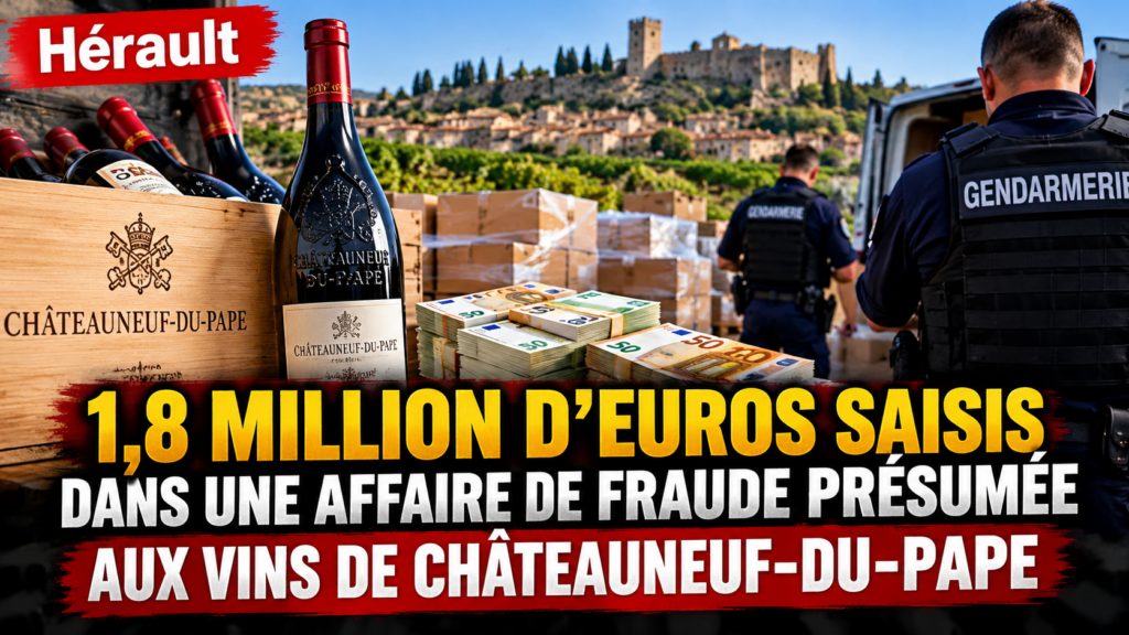 Hérault : 1,8 million d’euros saisis dans une affaire de fraude présumée aux vins de Châteauneuf-du-Pape