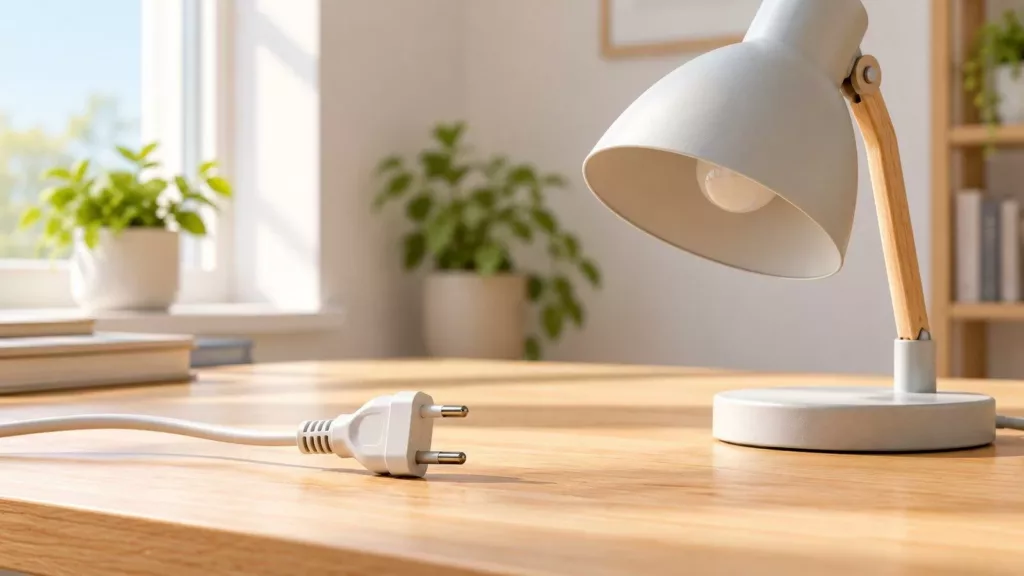 Riols : une coupure de courant annoncée vendredi à Tarbouriech Illustration générée par IA : une prise débranchée à côté d’une lampe éteinte.