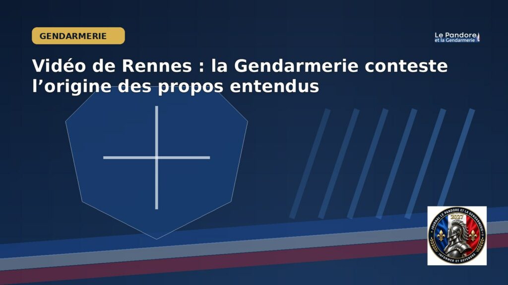 Illustration éditoriale originale du Pandore pour « Vidéo de Rennes : la Gendarmerie conteste l’origine des propos entendus ». Scène symbolique non documentaire.